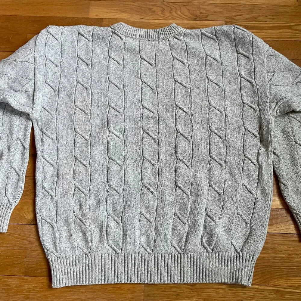 Vintage GANT USA Grey Cable Knit Sweater - Old Money Aesthetic L